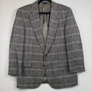 Burberrys' Vintage Gray Plaid Sports Coat Blazer Jacket Suit Jacket Mens